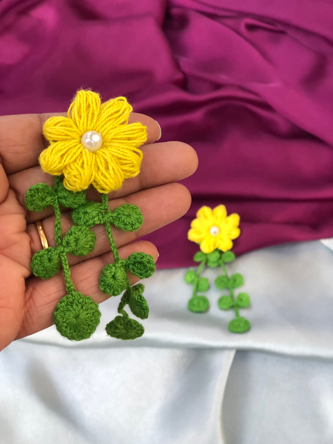 Hand-Crocheted Earrings and Neckpieces